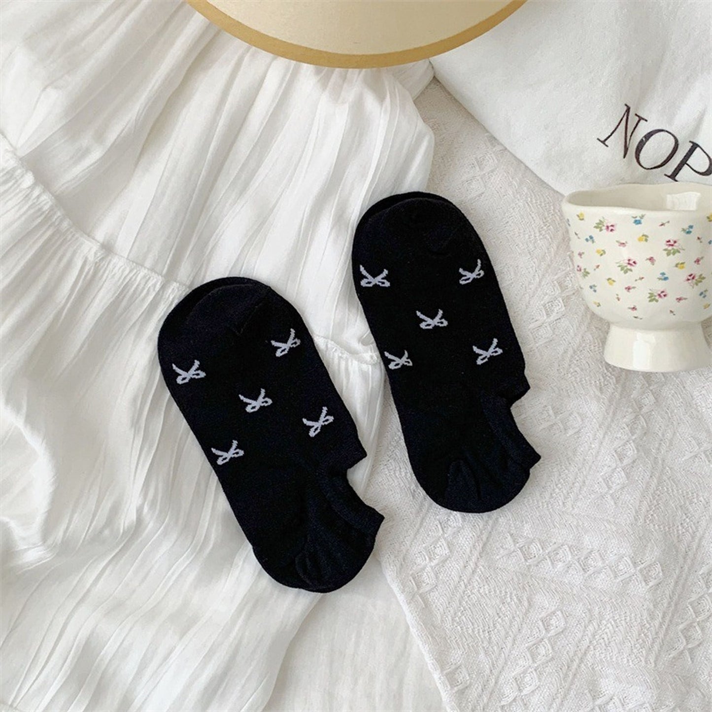 Anna-Kaci Women's No - Show Liner Socks with Bow Pattern 5Pk