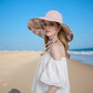Anna-Kaci Wide Brim Sun Hat with Ponytail Hole Neck Tie Closure and Patterned Lining for UV Protection and Outdoor Style