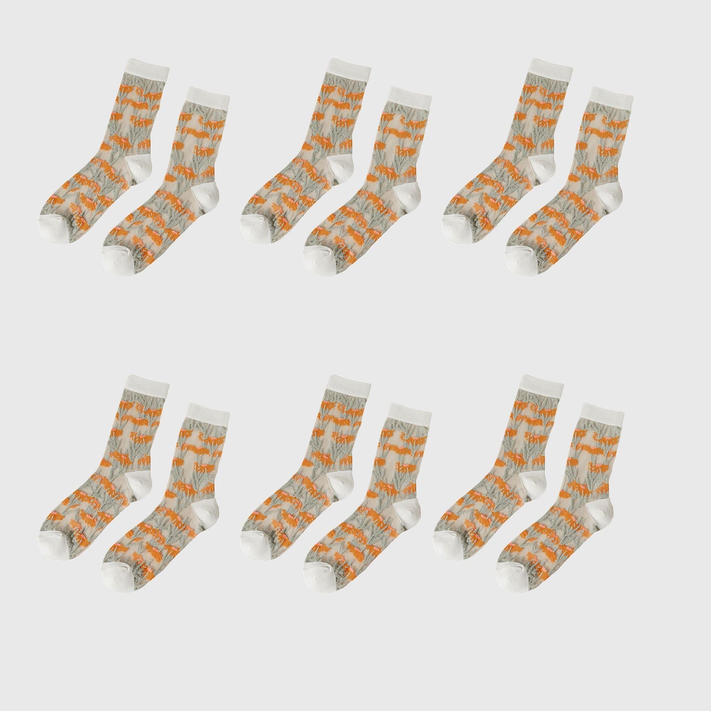 Anna-Kaci Women's Floral Embroidered Sheer Ankle Socks 6pk