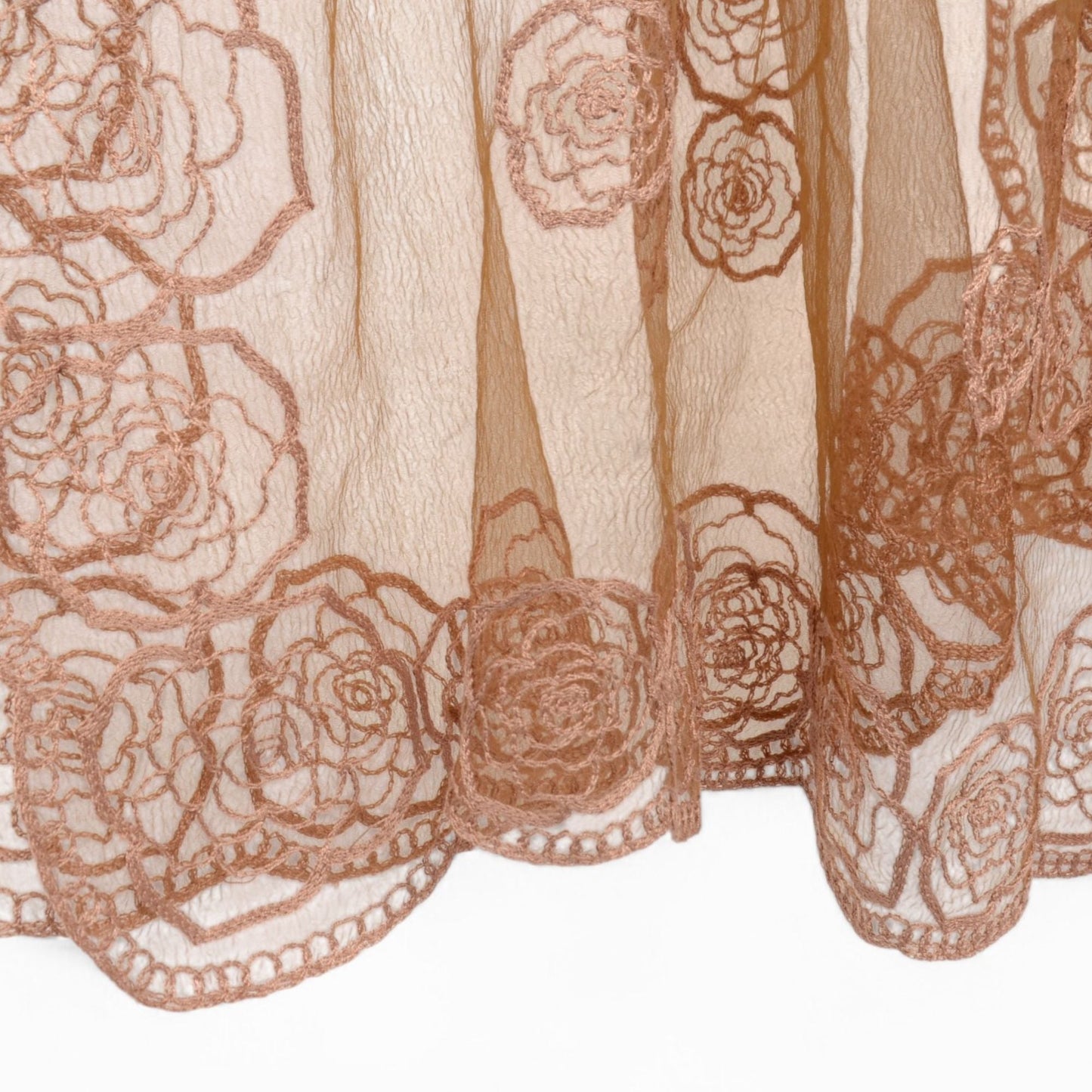 Anna-Kaci Women's Sheer Lace Neck Scarf with Embroidered Rose Floral Edging and Scalloped Trim Detail