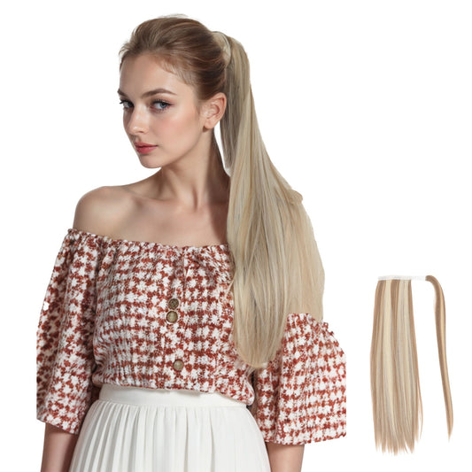 Alilang Straight Ponytail Extension - 24 Inch Long Straight Wrap Around Ponytail for Women Clip Ponytail Hair Extensions Synthetic