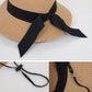Anna-Kaci Wide Brim Straw Sun Hat with Black Ribbon Bow Adjustable Chin Strap Inner Sweatband for Outdoor and Travel Use