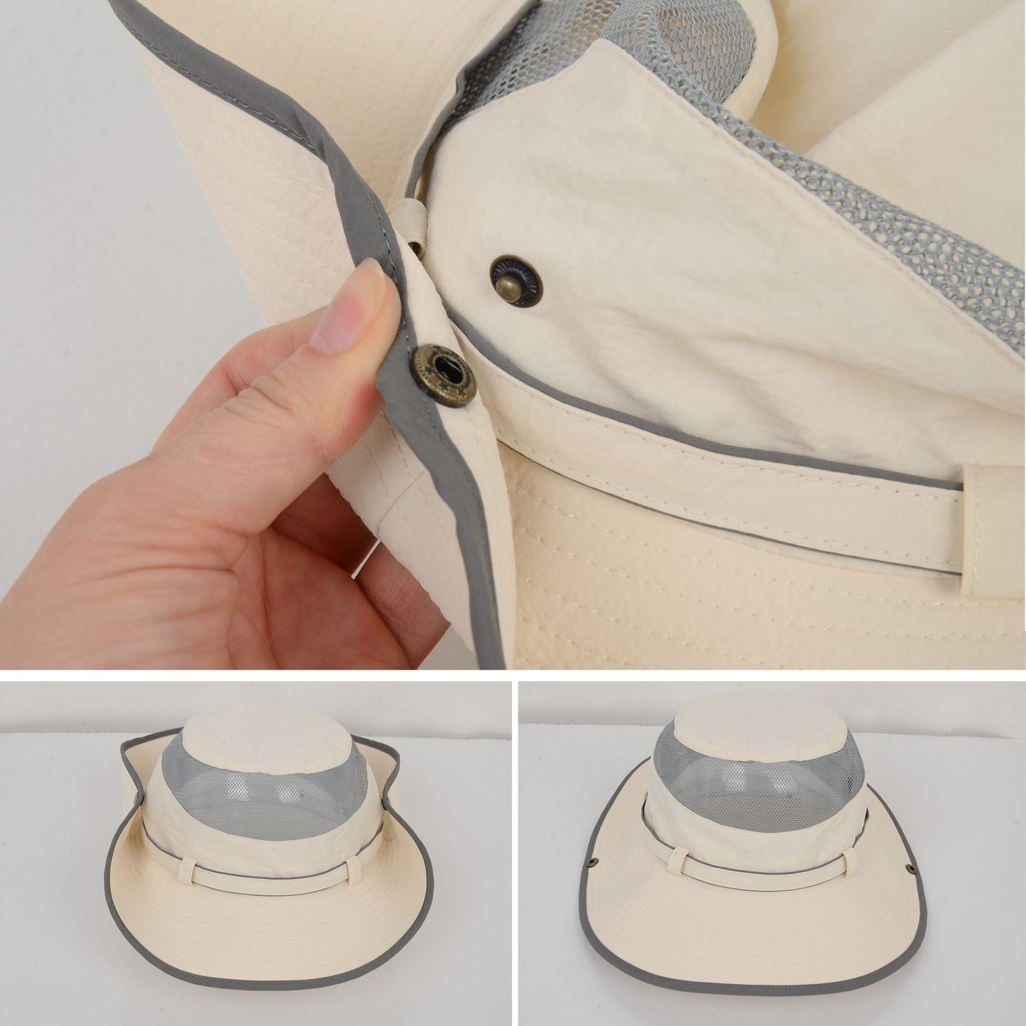 Anna-Kaci Wide Brim Outdoor Hat with Mesh Ventilation Snap-Up Sides and Chin Strap for Hiking, Beach, Travel, and Sun Protection