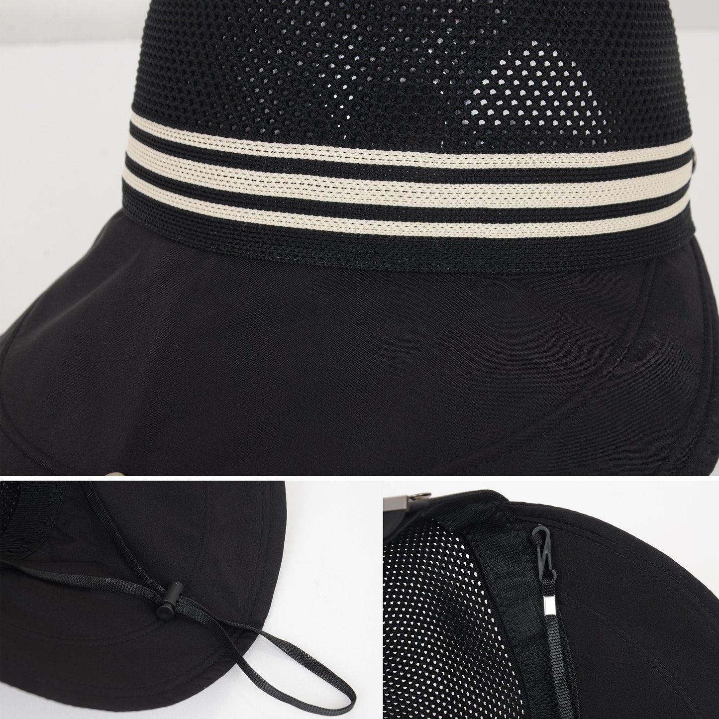 Anna-Kaci Breathable Mesh Sun Visor Cap with Ponytail Slot Adjustable Strap and Wide Brim for Outdoor Hiking and Summer Travel
