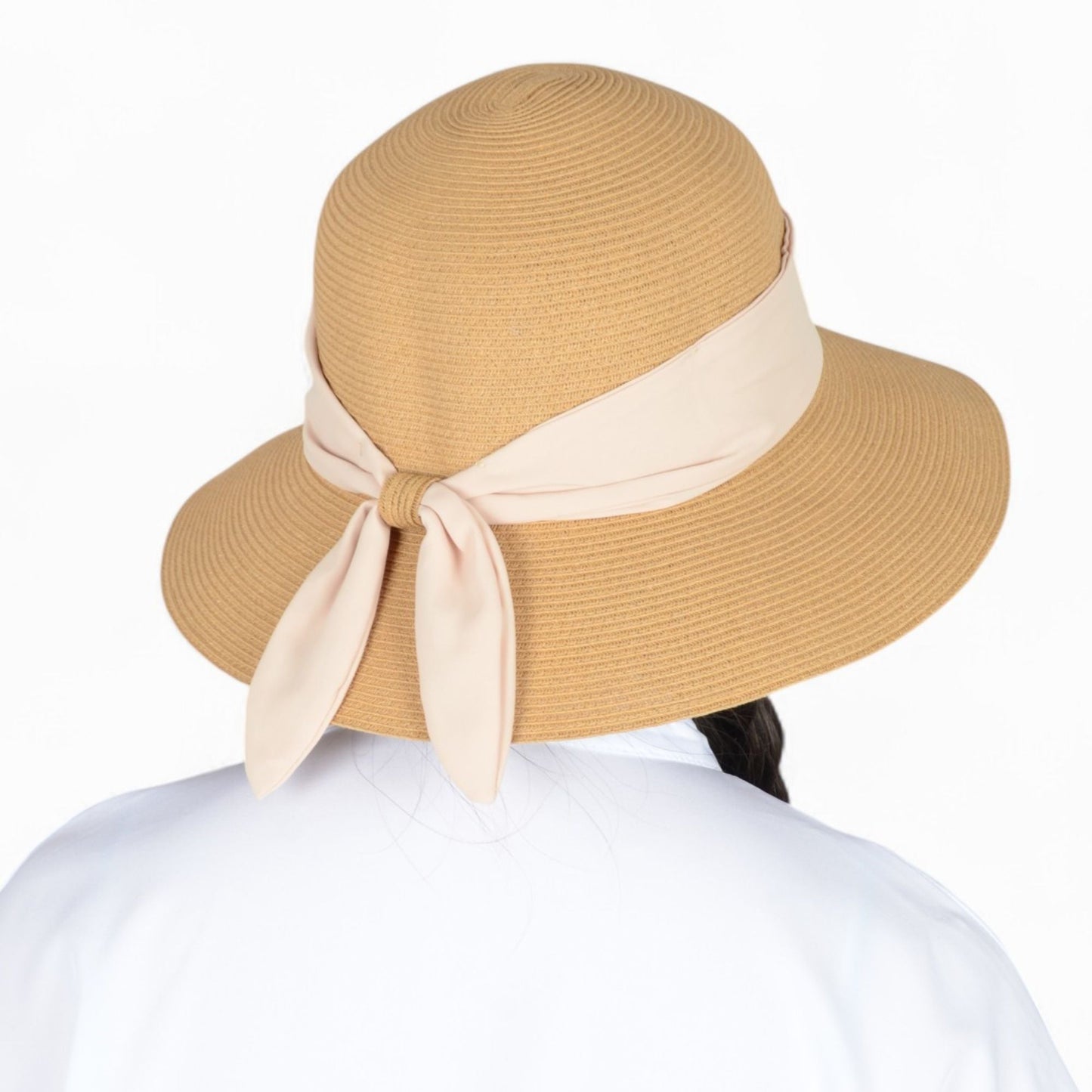 Anna-Kaci Women's Woven Floppy Sun Hat with Wide Ribbon Knot Detail and Curved Brim