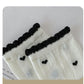 Anna-Kaci 4 Pairs Women's Crew Socks with Black and White Patterns Soft Cotton Texture Heart and Stripe for Flats and Dress Shoes