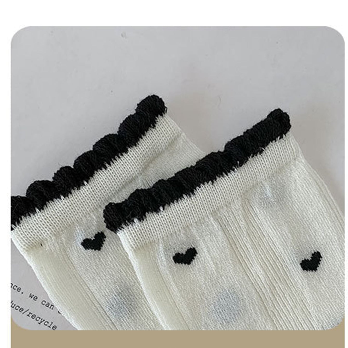 Anna-Kaci 4 Pairs Women's Crew Socks with Black and White Patterns Soft Cotton Texture Heart and Stripe for Flats and Dress Shoes