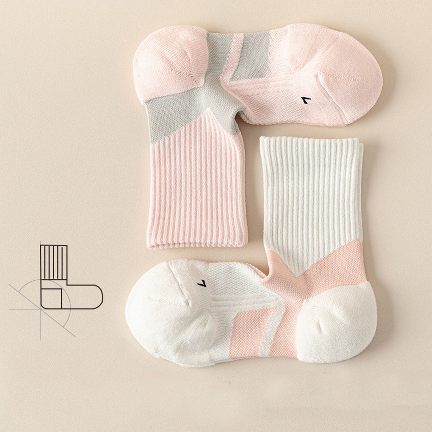 Anna-Kaci Women's 3-Pair Pack Cushioned Sports Crew Socks with Arch Support Mesh Panels and Ankle Compression