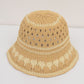 Anna-Kaci Crochet Knit Bucket Hat with Openwork Floral Pattern and Rolled Brim for Lightweight Summer Style