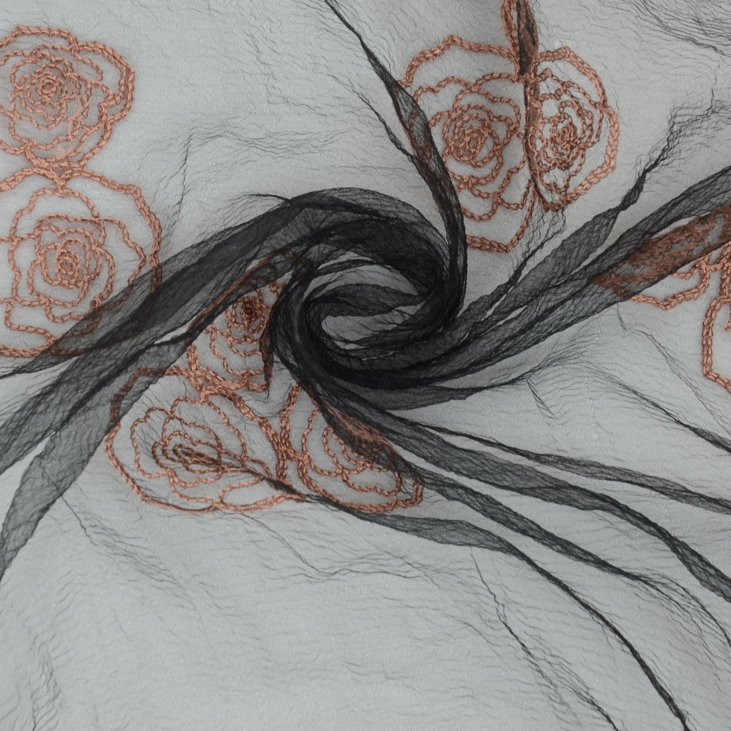 Anna-Kaci Women's Sheer Lace Neck Scarf with Embroidered Rose Floral Edging and Scalloped Trim Detail