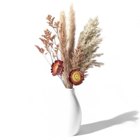 Alilang Pampas Grass Dried Floral Arrangement with Strawflower and Wheat Accents, 17.5 Inches