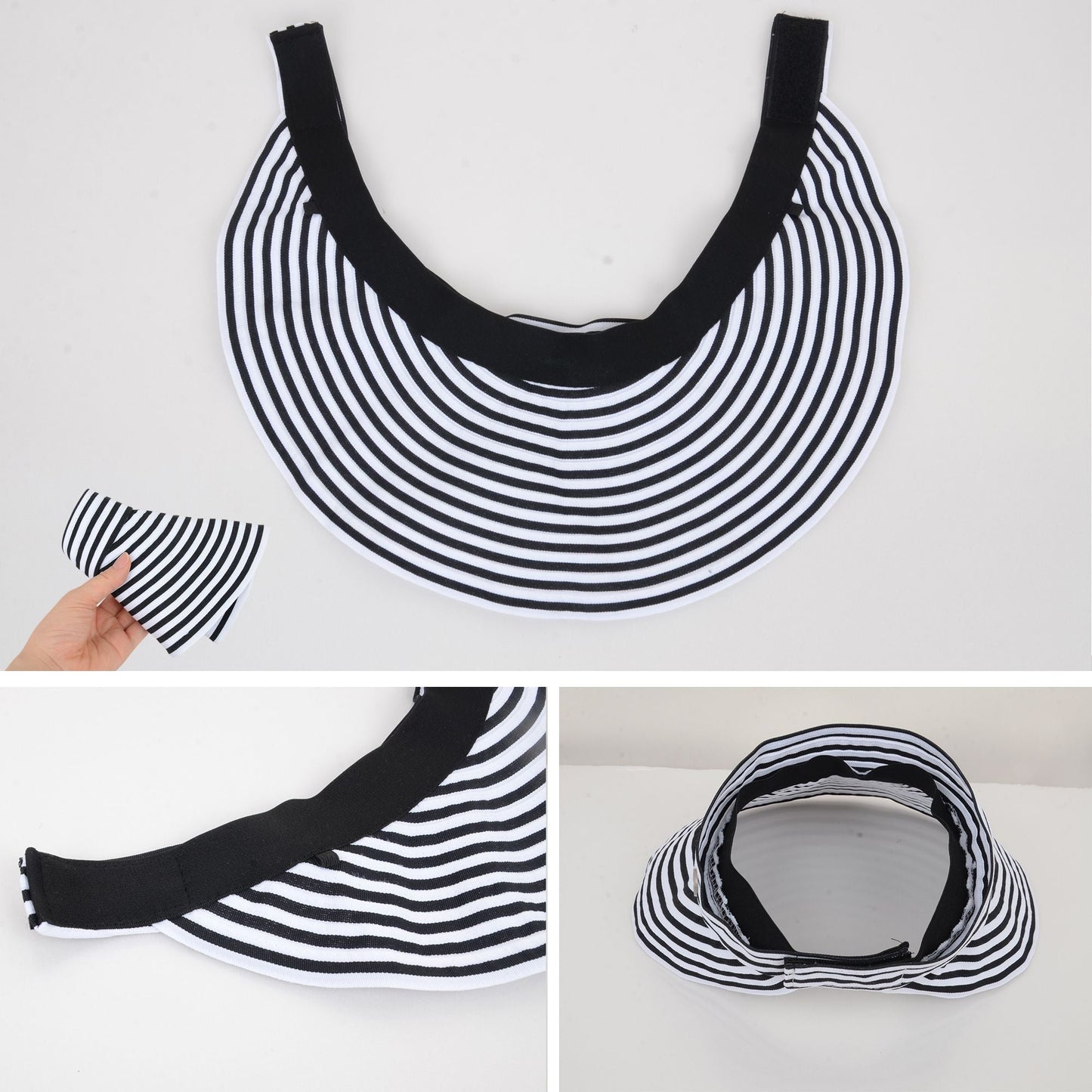 Anna-Kaci Striped Wide Brim Sun Visor Hat Lightweight Foldable Design for Outdoor Travel Beach Hiking Sports Vacations