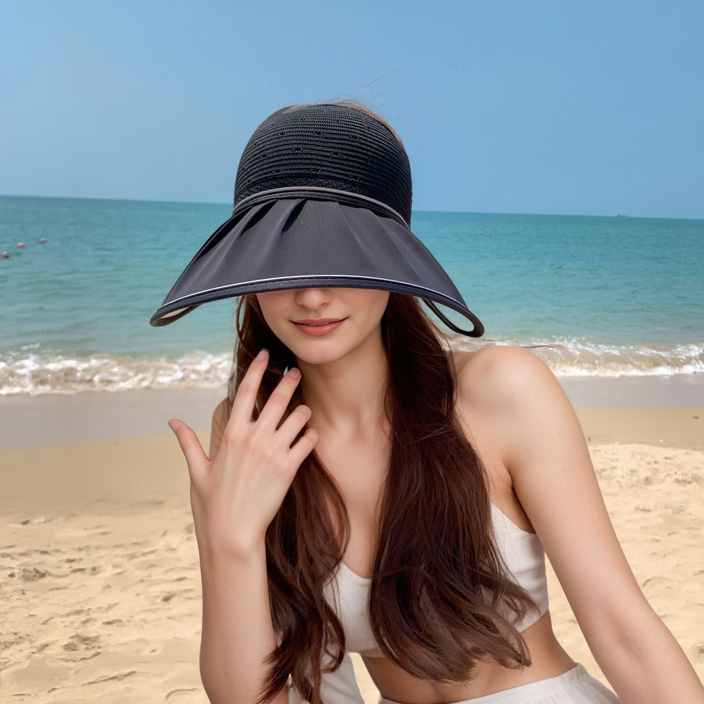 Anna-Kaci Extra Wide Brim Sun Visor Hat for Women Adjustable UV Protection Bow Detail Breathable Summer Beach Hat