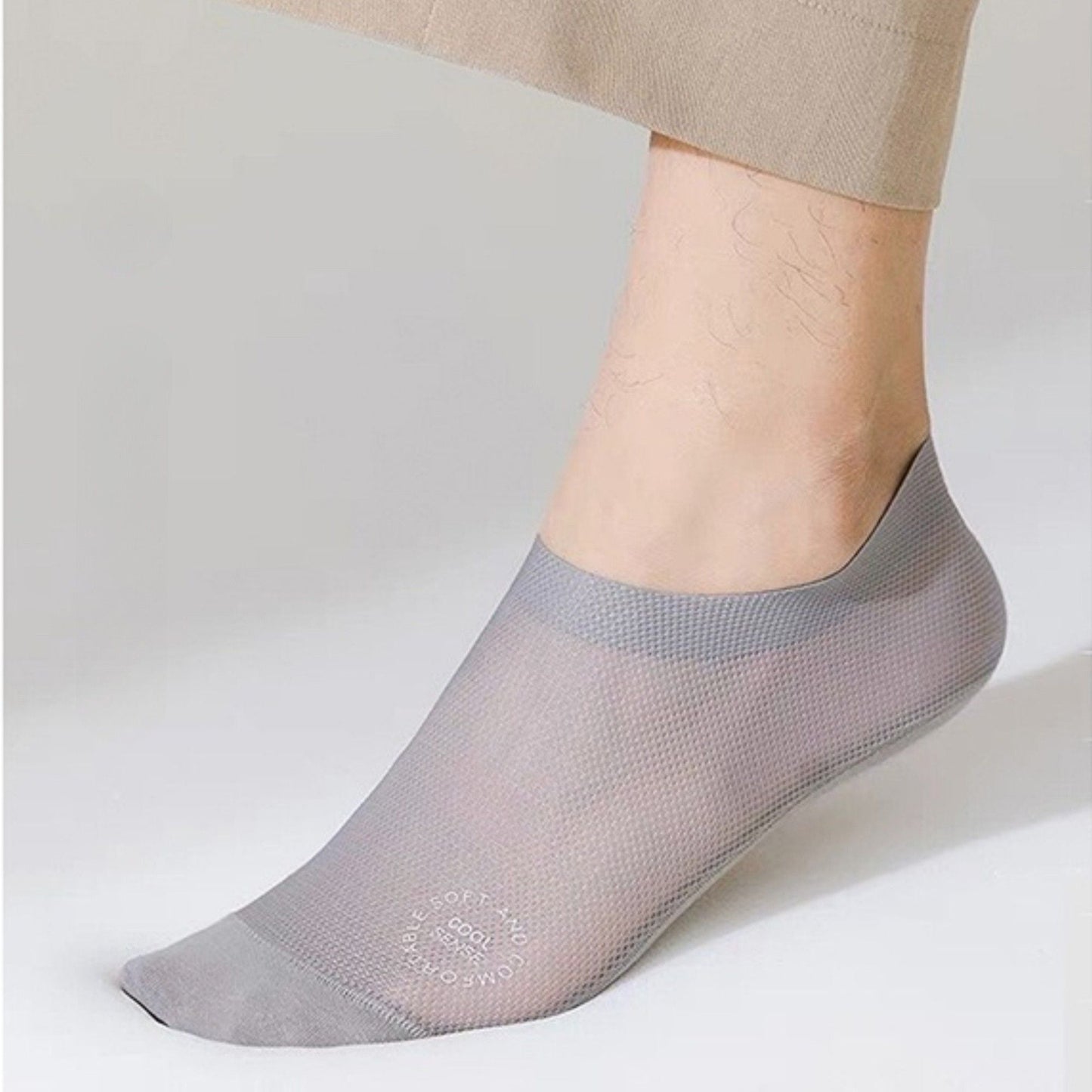 Anna-Kaci Men's No-Show Mesh Socks with Non-Slip Silicone Heel Grip and Breathable Low-Cut Design 3-Pack