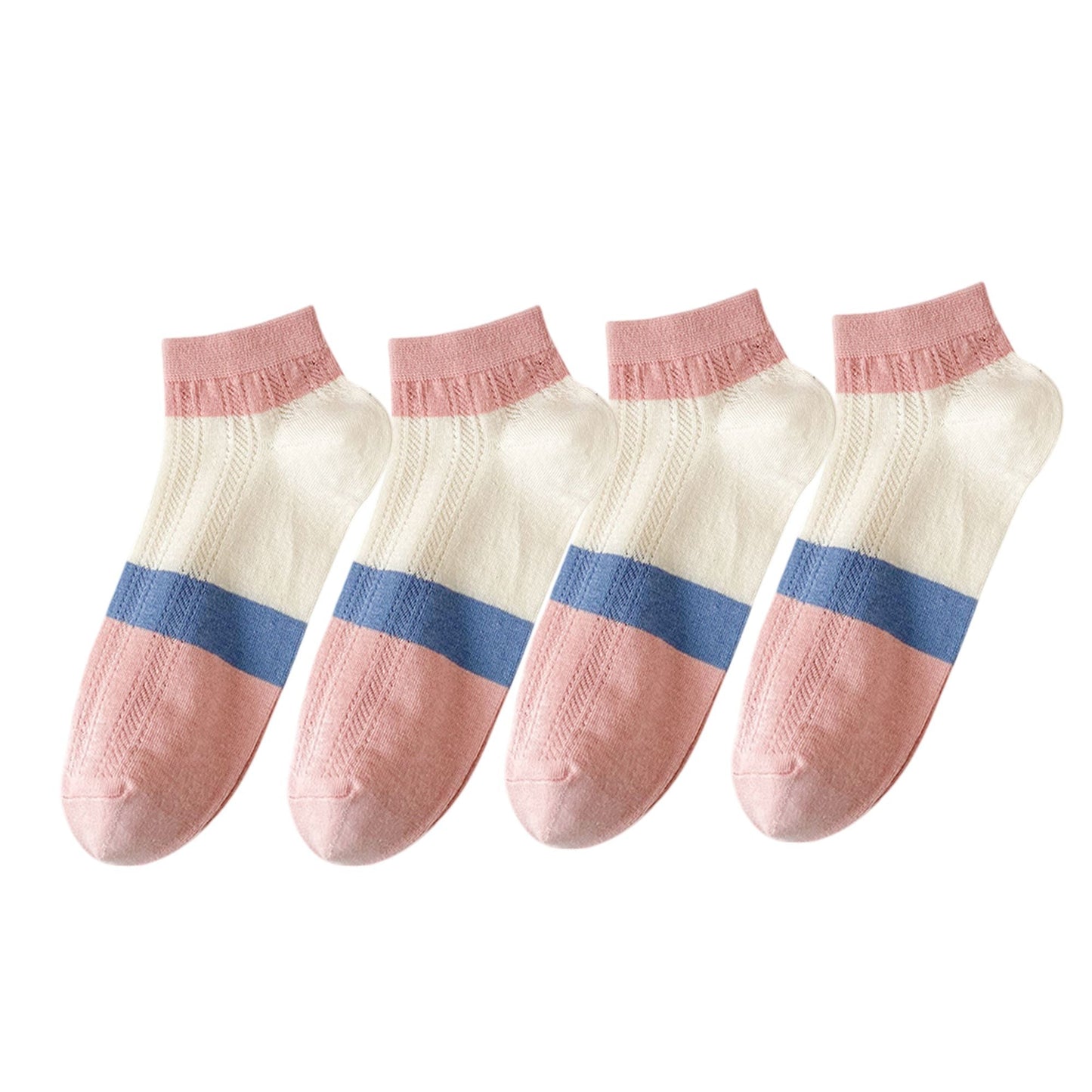Anna-Kaci 4 Pairs Women's Low-Cut Mesh Knit Cotton Socks Cute Pattern Breathable Stretch for Everyday Casual Wear