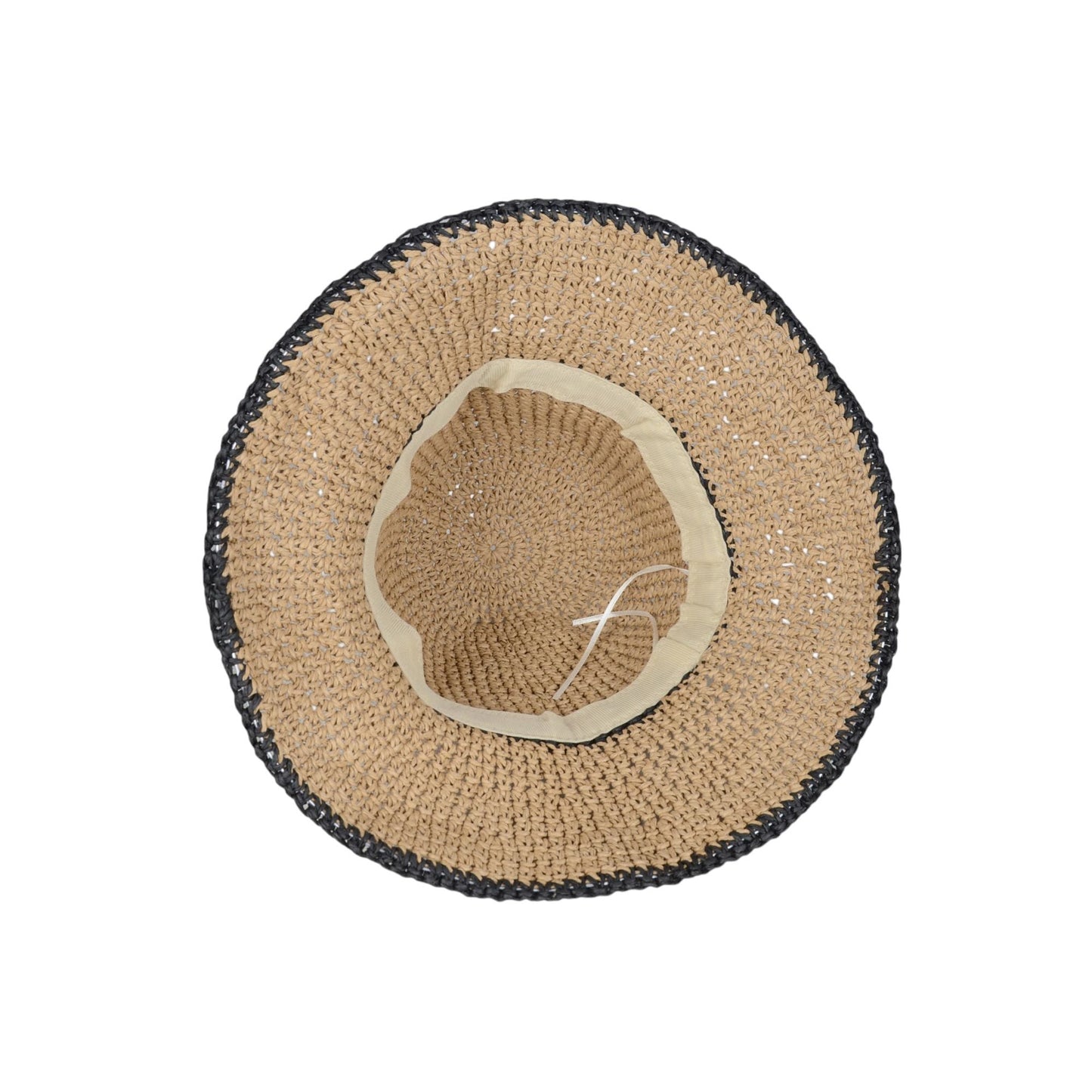 Anna-Kaci Packable Crochet Straw Bucket Hat with Two-Tone Design Lightweight Summer Sun Hat for Beach Travel Hiking Outdoor Use
