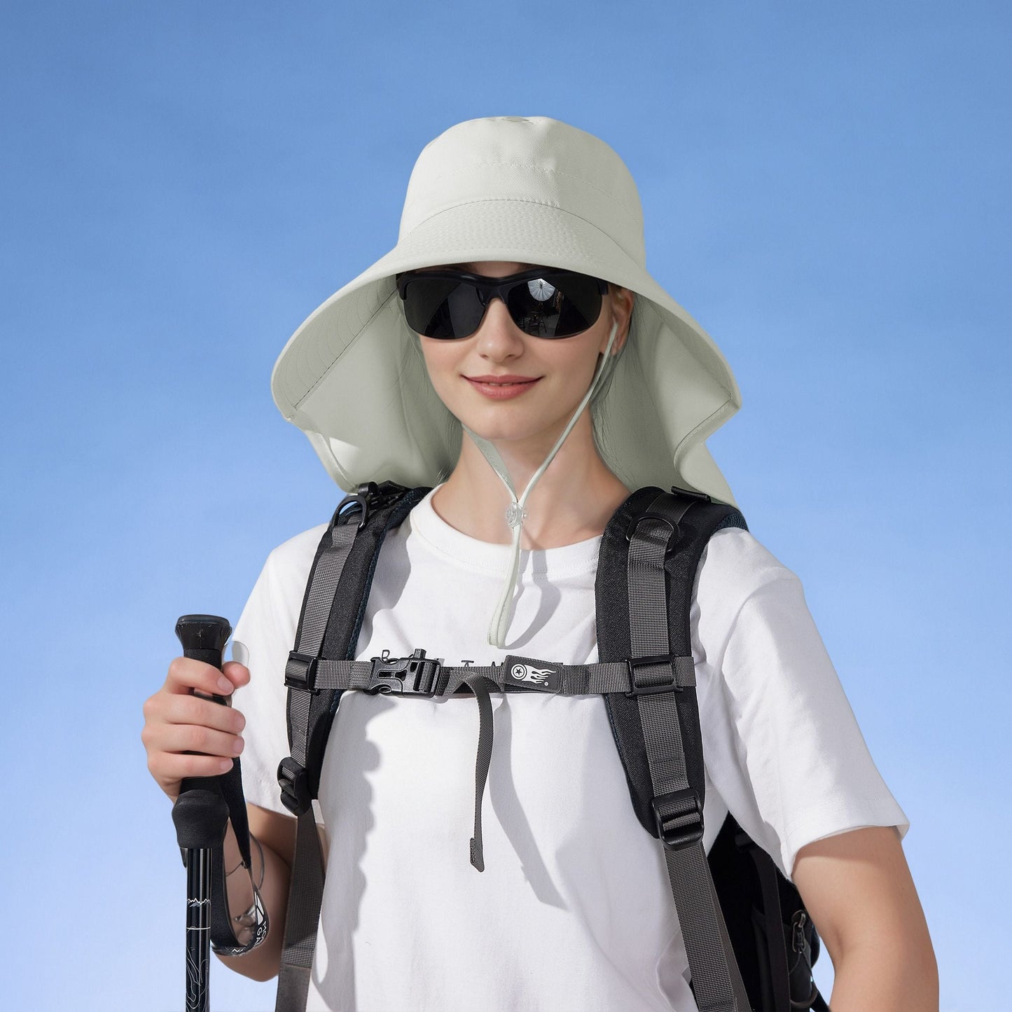 Anna-Kaci Women Ponytail Sun Hat Wide Brim Sun Hat with Flap Packable Adjustable Summer Beach Hat