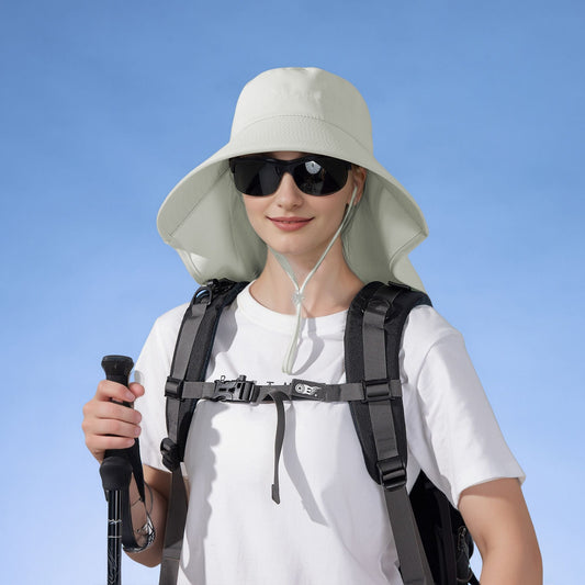 Anna-Kaci Women Ponytail Sun Hat Wide Brim Sun Hat with Flap Packable Adjustable Summer Beach Hat