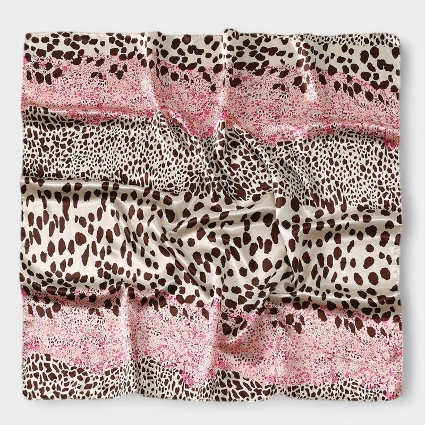 Anna-Kaci Women's Square Satin Scarf with Mixed Animal Print Pattern and Lightweight Silky Texture