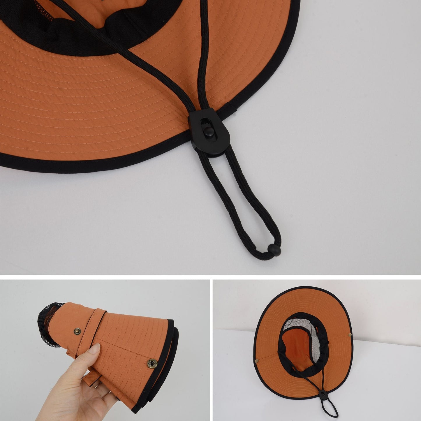 Anna-Kaci Wide Brim Outdoor Hat with Mesh Ventilation Snap-Up Sides and Chin Strap for Hiking, Beach, Travel, and Sun Protection