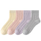 Anna-Kaci Womens Lightweight Breathable Crew Socks 4-Pack Delicate Knit Pattern Soft Stretch Comfort Fit