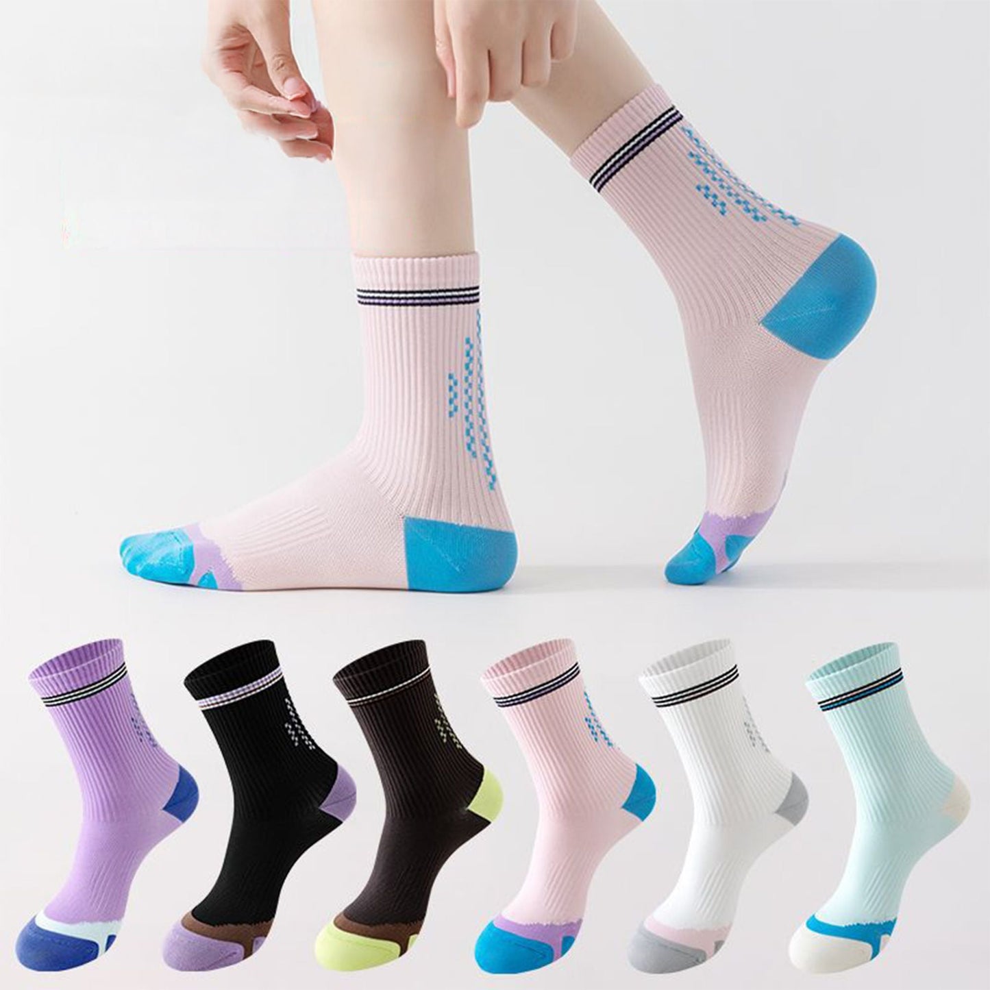 Anna-Kaci 5 Pairs Women's Mid-Crew Sport Socks Cushioned Arch Support Breathable Athletic Fit with Elastic Cuff