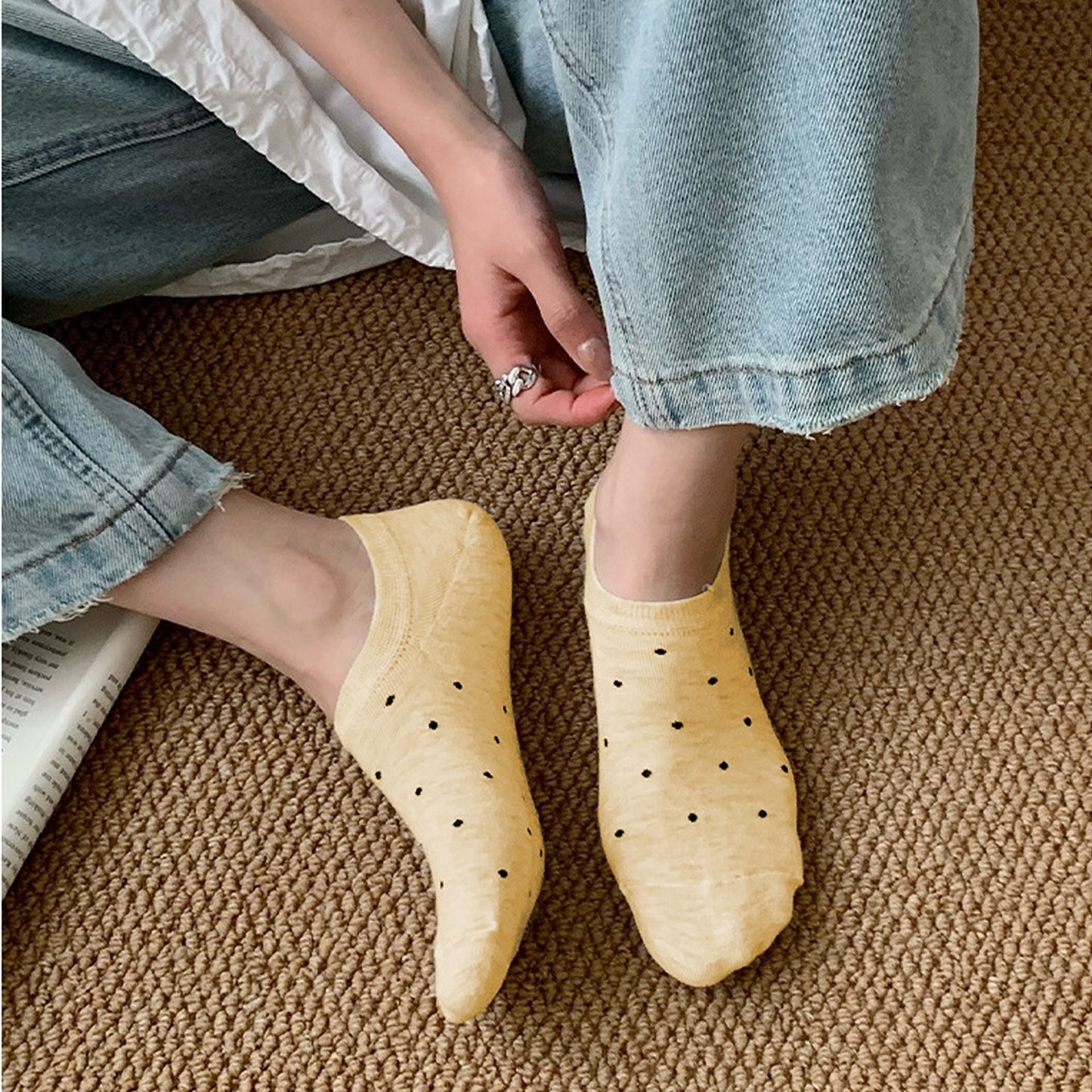 Anna-Kaci Women's 6pk Polka Dot No-Show Socks, Cute Casual Ankle Socks