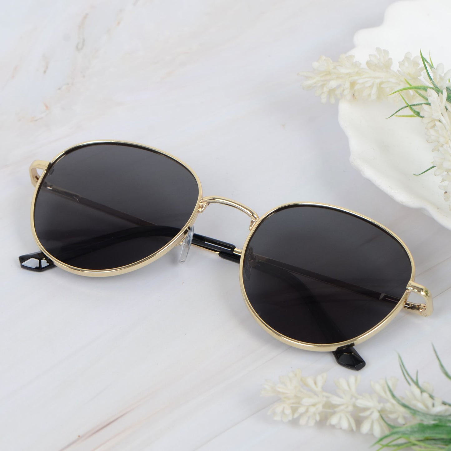 Anna-Kaci Elegant Gold - Rimmed Round Women's Polarized Sunglasses UV400 Protection