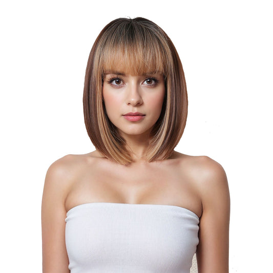 Alilang Straight Bob Wig with Bangs for Women Heat-Resistant Synthetic Natural-Looking Short Bob Style Ideal for Daily Wear