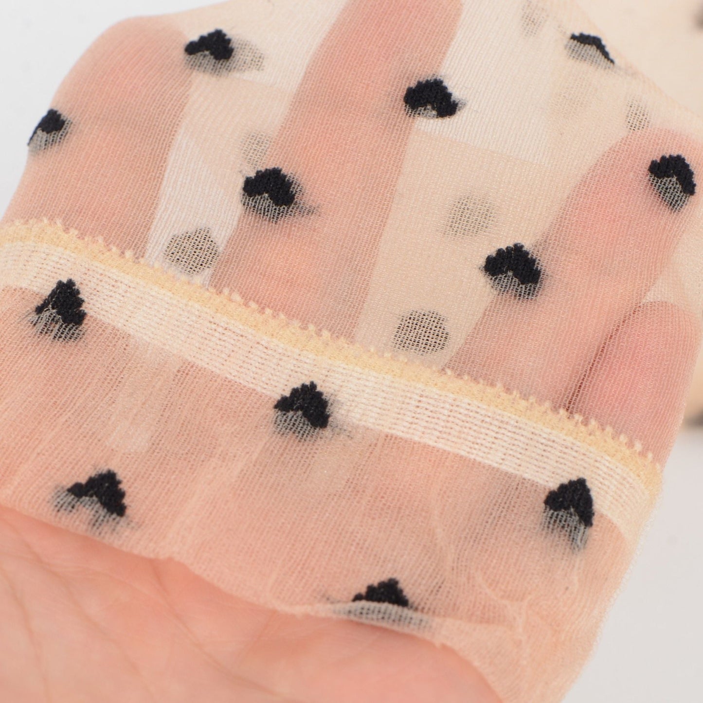 Anna-Kaci Women's Sheer Crew Socks with Flocked Heart Pattern and Reinforced Toe and Heel 2-Pack