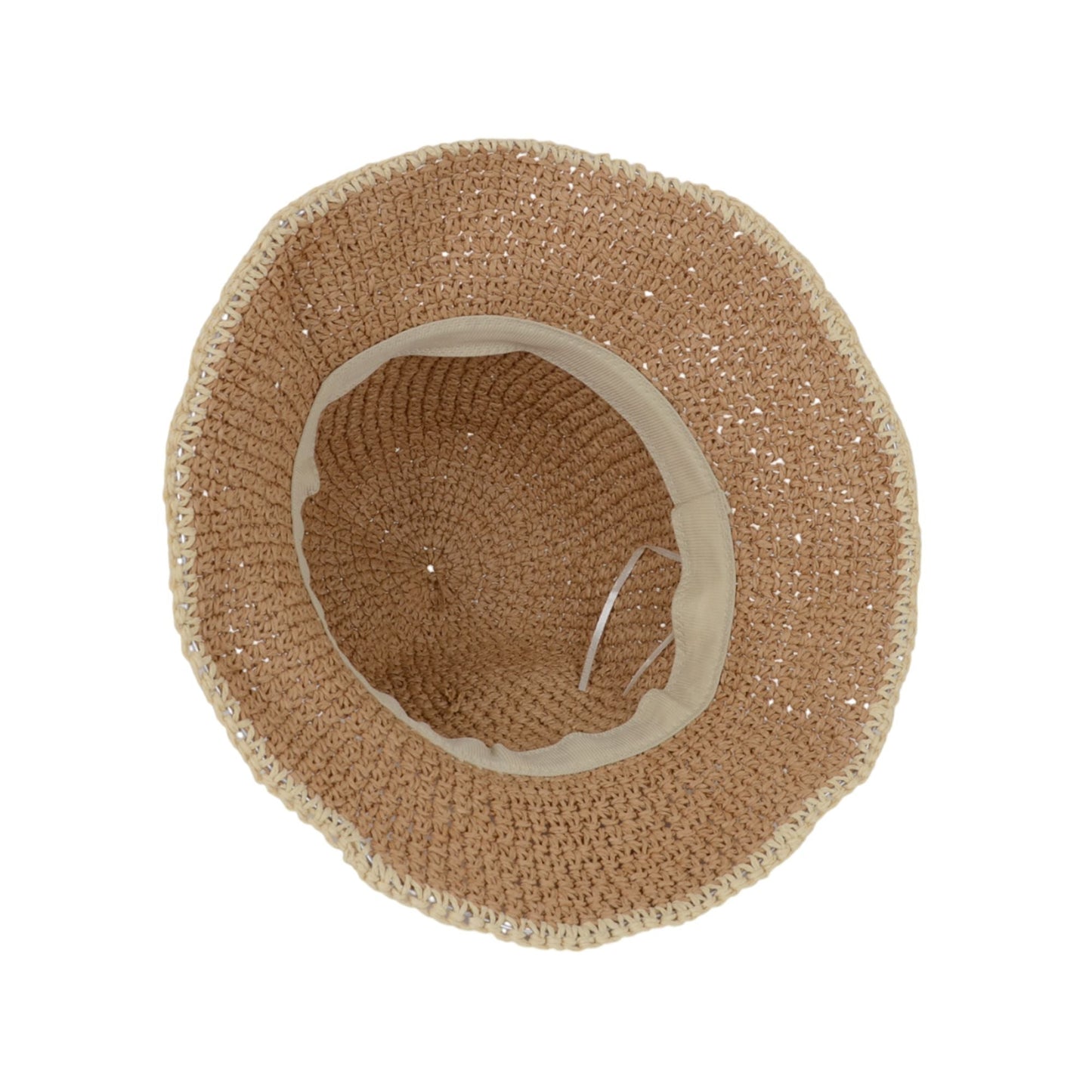 Anna-Kaci Packable Crochet Straw Bucket Hat with Two-Tone Design Lightweight Summer Sun Hat for Beach Travel Hiking Outdoor Use