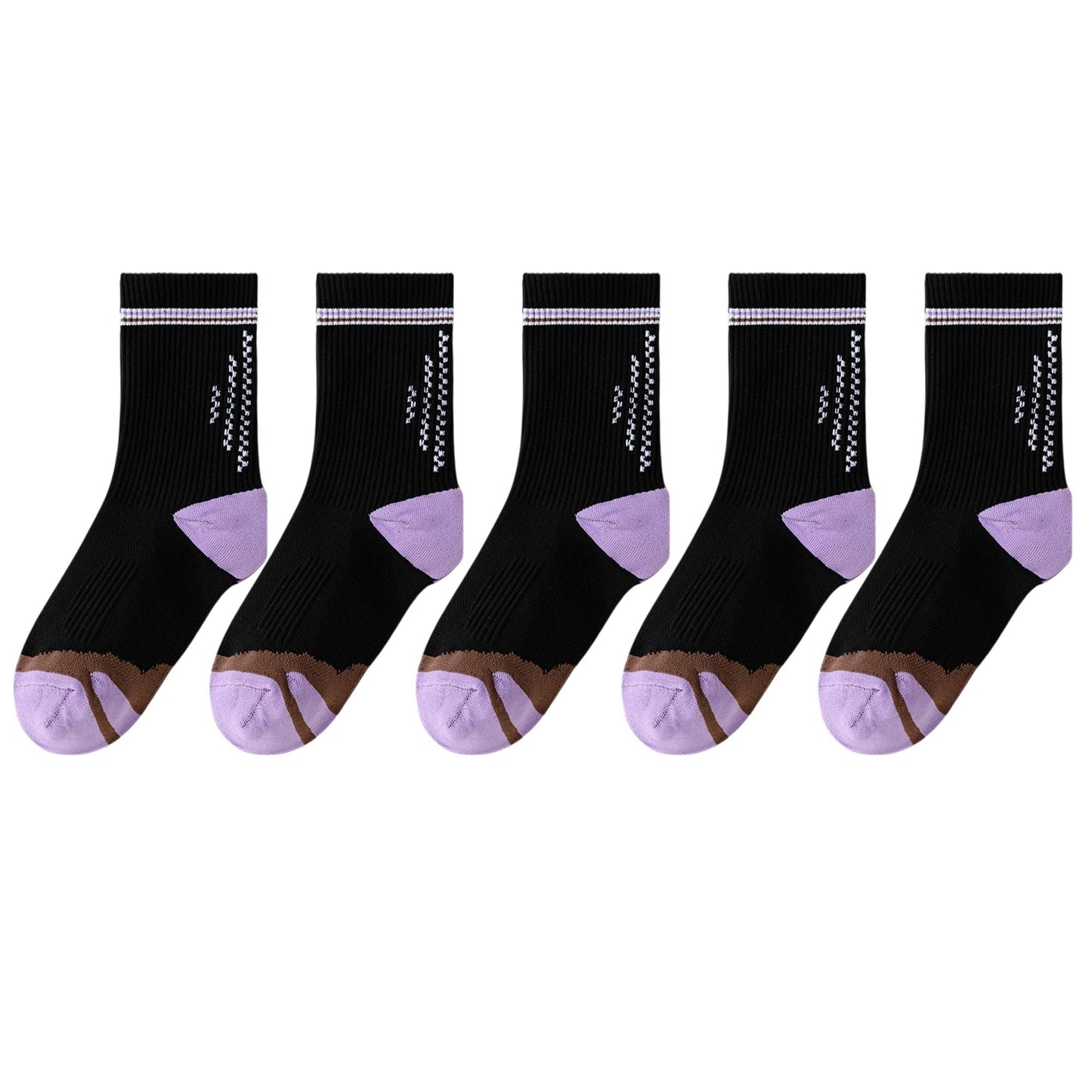 Anna-Kaci 5 Pairs Women's Mid-Crew Sport Socks Cushioned Arch Support Breathable Athletic Fit with Elastic Cuff
