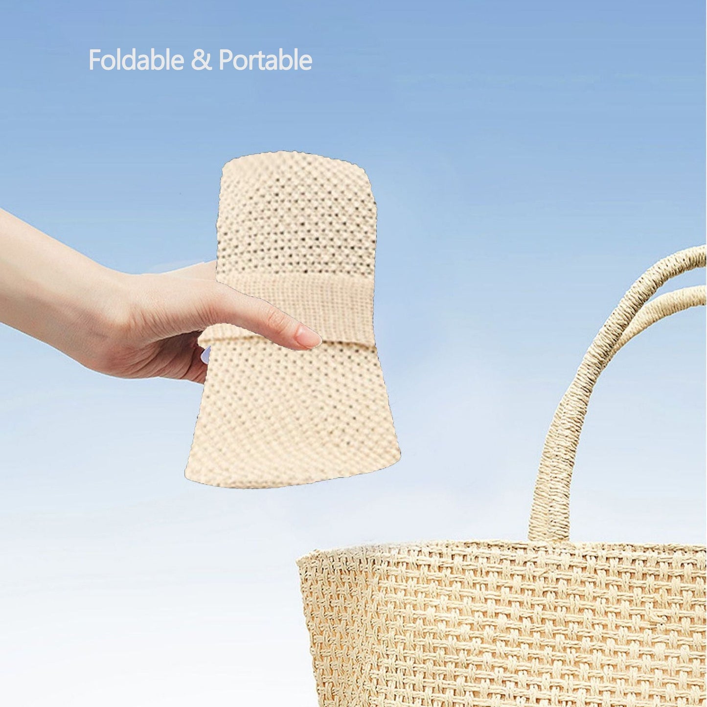 Anna-Kaci Women's Knit Straw Bucket Hat with Chin Strap