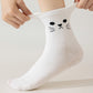 Anna-Kaci Women's Cat Face Grip Socks with Paw Print Anti-Slip Sole Soft Knit Ankle Socks for Home or Yoga 3-Pack