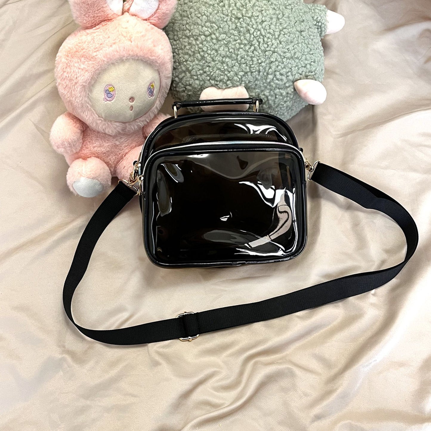 Anna-Kaci Trendy Clear Transparent Women's Shoulder Bag with Iridescent Trim