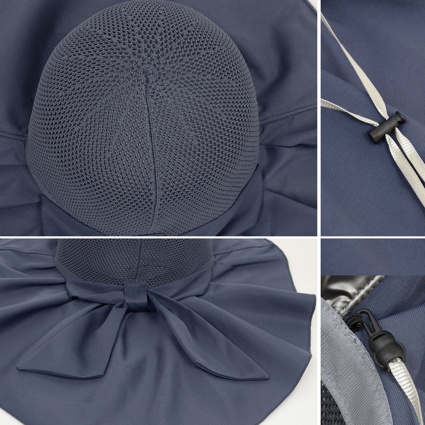 Anna-Kaci Womens Mesh Panel Wide Brim Sun Hat with Back Flap UV Protection and Tie Detail for Outdoor Activities