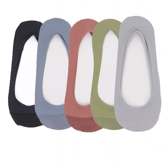 Anna-Kaci 5 Pairs Women Low Cut Invisible Liner Socks Soft Stretch Mesh Top with Reinforced Toe and Moisture-Wicking Terry Cotton Sole