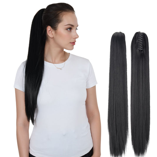 Alilang Claw Clip Long Straight Ponytail Extension Natural-Looking Hairpiece 24 Inch