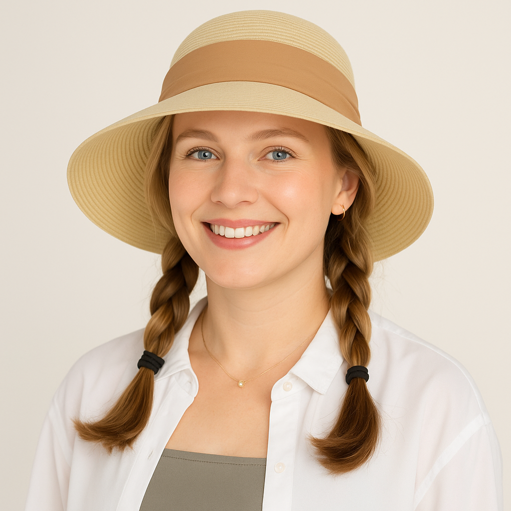 Anna-Kaci Women's Woven Floppy Sun Hat with Wide Ribbon Knot Detail and Curved Brim