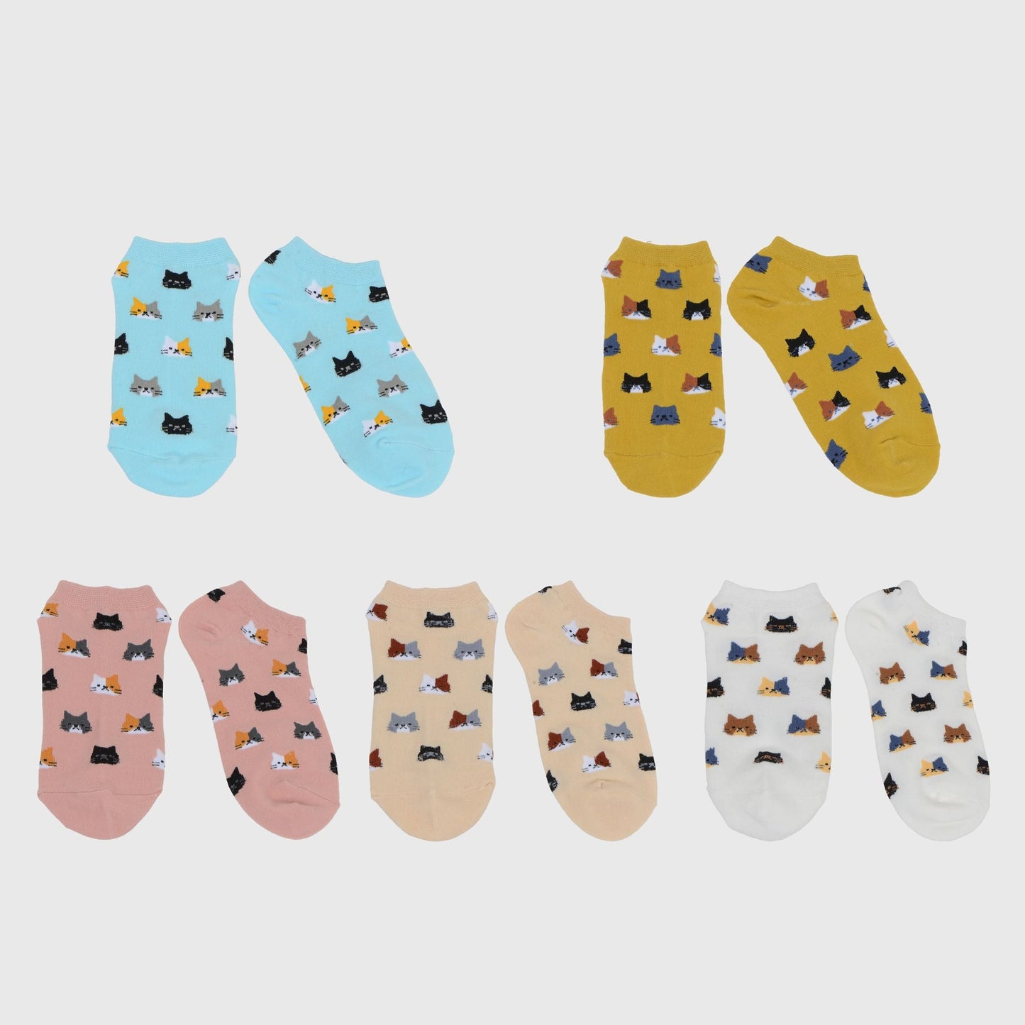 Anna-Kaci Adorable Cat - Print No Show Socks Soft for Casual 5Pk