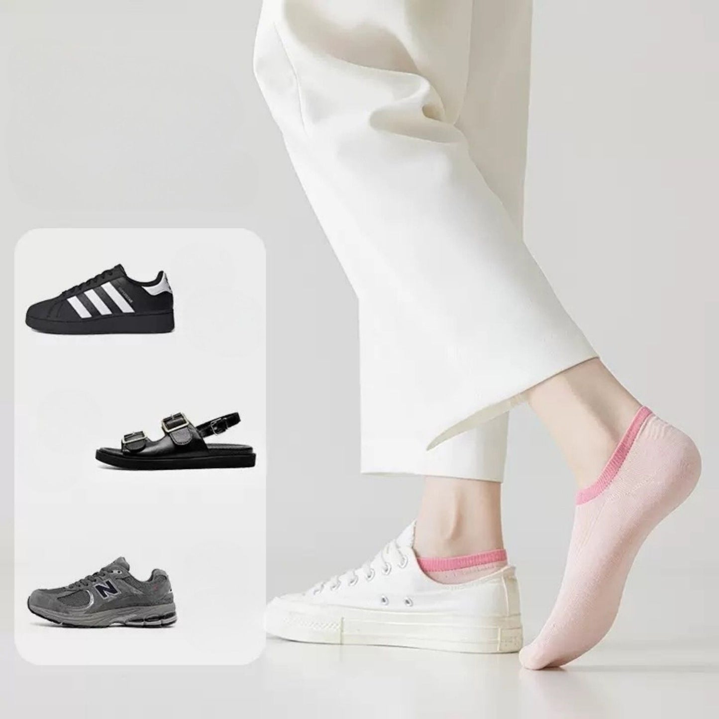 Anna-Kaci Women's Ribbed No Show Socks with Contrast Circular Heel Opening Low Cut Soft Stretch 3-Pack