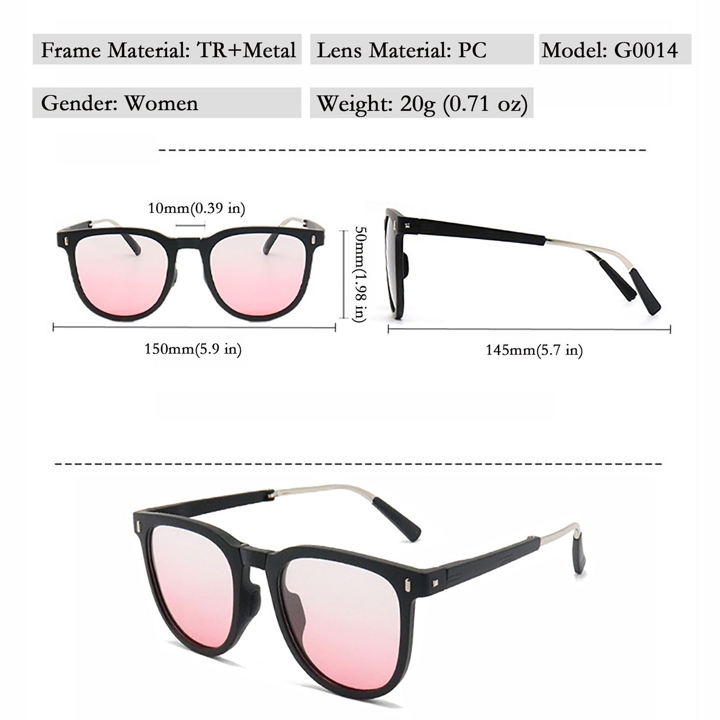 Anna-Kaci Women's Foldable Square Polarized Sunglasses UV400 Protection