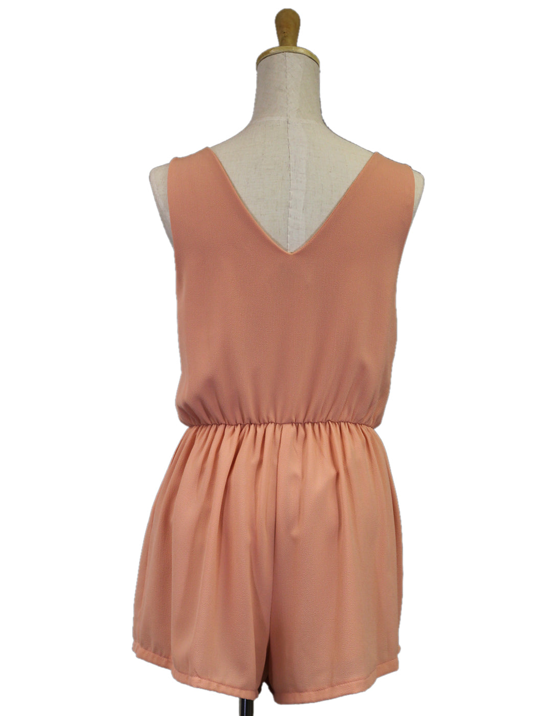 Audrey 3+1 Button Down V Neckline Romper With Cinched Elastic Waist Loose Bottom - ALILANG.COM
