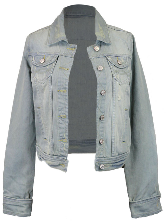 Thread And Supply The Freedom Distressed Light Washed Denim Jacket With USA Flag - ALILANG.COM