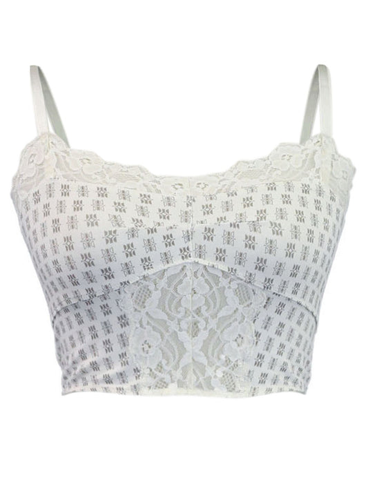 Gentle Fawn Chelsea Antique White Print Bralette With Lace Inset Detailing - ALILANG.COM
