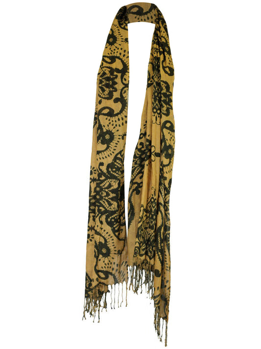 Gentle Fawn Arista Brown Butterscotch Print Twisted Fringed Fashion Scarf - ALILANG.COM