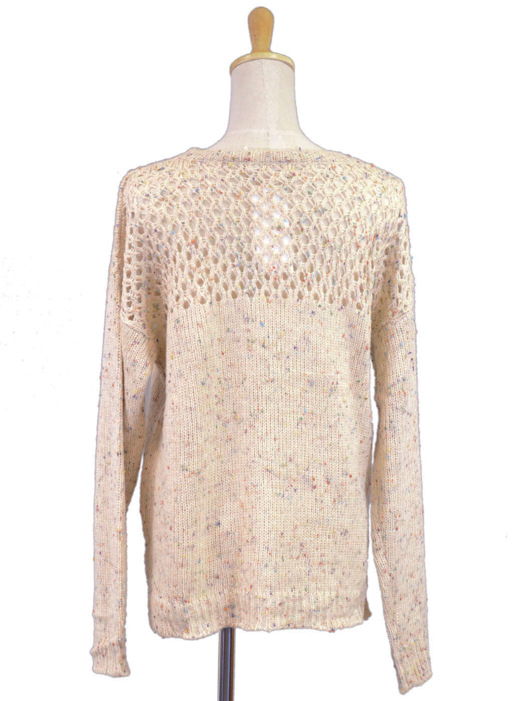 Lush Oversized Long Sleeved Speckled Knit Jumper With Loose Knit Neckline - ALILANG.COM