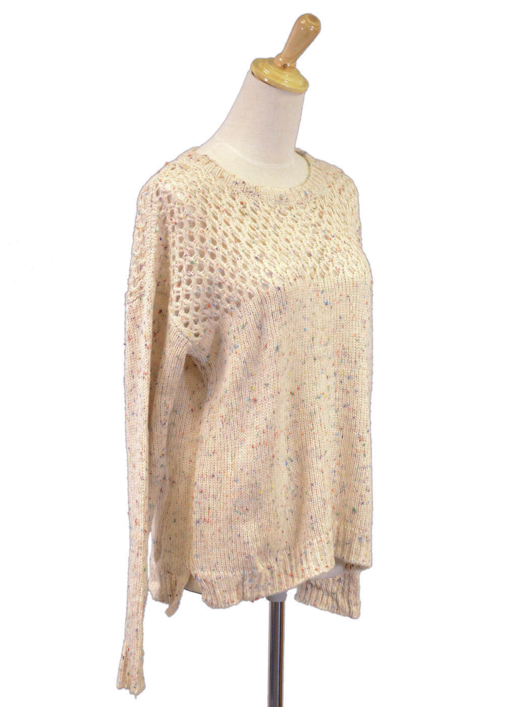 Lush Oversized Long Sleeved Speckled Knit Jumper With Loose Knit Neckline - ALILANG.COM