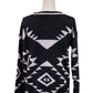 Anna-Kaci Black And White Scoop Neckline Diamond Long Sleeved Knitted Jumper - ALILANG.COM