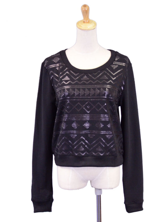 Tea & Cup Casual Pullover Long Sleeved Sweater With Sequin Design Detailing - ALILANG.COM